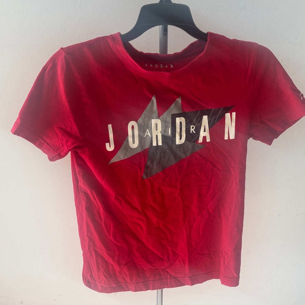 Jordan Kids Red Graphic Lightning Logo Tee